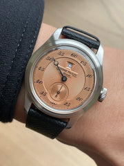 Spot goods NEW Pierre Paulin Jumping Hour Men Watch Salmon Dial Automatic St17 Mechanical Watch Vintage Date Window 38mm