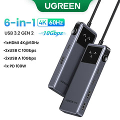 UGREEN Uno USB C HUB Type-C to 4K60Hz 2K120Hz HDMI 1000Mbps RJ45 PD100W USB-A/C 3.0 Splitter for Laptop MacBook HP Dell Docking
