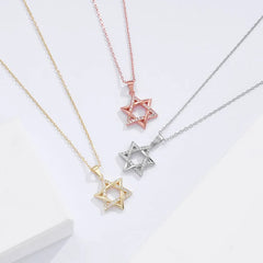 Monkton 925 Sterling Star of David Necklaces for Women Luxury Hollow Hexagonal Star Pendant Birthday Gift Talisman Fine Jewelry