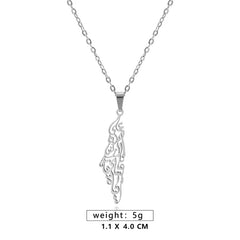 Al-Aqsa Islamic Mosque Pendant Necklace Geometric Map Chain Jewelry Gift Accessories for Women Men