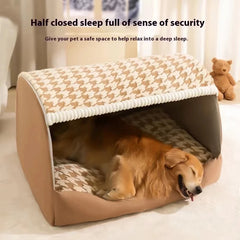 Autumn and Winter Dog Thousand Birds Grid Drawer Dog Kennel Large Dog Large Dog Kennel Deep Sleep Cat Kennel Pet Kennel Pet Shop