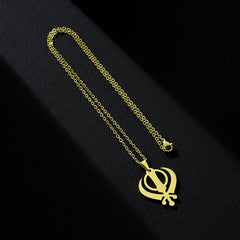 SONYA Stainless Steel Sikh Symbol Pendant Necklace for Men Women Unisex Ethnic Boho Couple Jewelry Tribal Gift Accessory