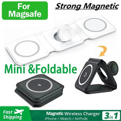 3 in 1 Magnetic Wireless Charger Pad for iPhone 16 15 14 13 Pro Max Apple Watch 9 8 AirPods Chargers Fast Charging Dock Station