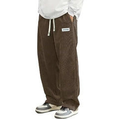 Animal Game Outdoor Mens Corduroy Casual Pants Loose Fit Baggy Pants Straight Sweatpants Elastic Waist Drawstring Streetwear