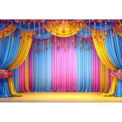 Happy Diwali Photography Backdrop Marigold Flower Curtain Puja Ganpati Pooja Traditional Wedding Birthday Party Photo Background