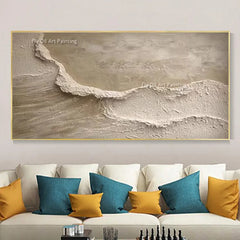 Ocean Waves Abstract Textured Thick Oil Painting Hand Painted Heavy Texture Canvas Art Wabi Sabi Painting Earth Tone Waves Art Home Decor
