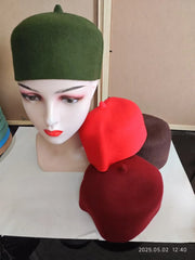 Eid Ramadan Prayer Hats for Muslim Men Wool Felt  Fashion Brown Red Kufi Hijab Handmade Beret Caps Spring Winter Elegant Hat