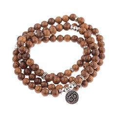 Multilayer Wood Beads Buddha Lotus OM Bracelet Tibetan Buddhist Mala Charm Rosary Bracelet Yoga Wooden For Women Men Jewelry