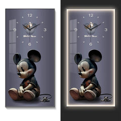 Fashionable Home Wall Decoration Cartoon Mickey Hanging Painting Creative Large Digital Clock LED Luminous Painting Wall Clock
