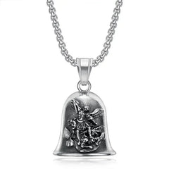 Vintage Christian Jesus Cross Bell Pendant Motorcycle Bell Necklace Punk Biker Religious Exorcist Lucky Jewelry for Men's