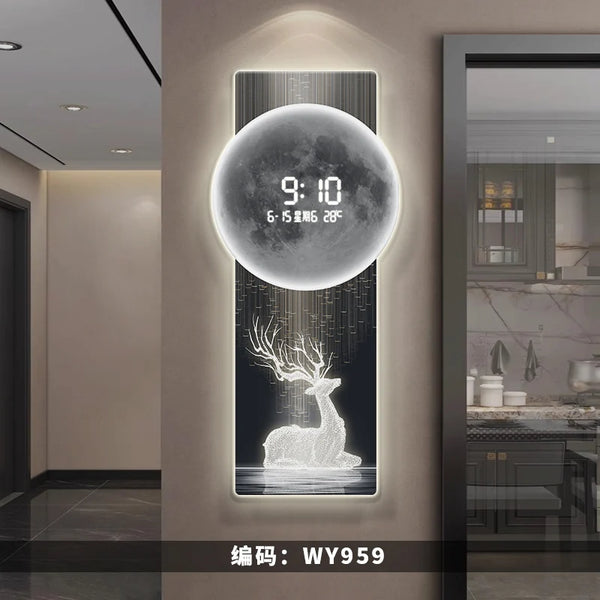 Wall clock, living room entrance decoration painting, electronic clock, digital display creative LED, wall mounted clock Home Decor