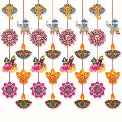 Happy Diwali Hanging Decoration Supplies Indian Festival of Lights Hanging Banner Deepavali Suture Paper Circle Garland Diwali