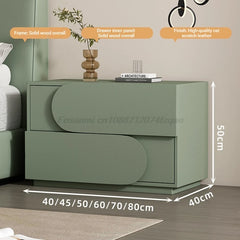 Cream Style Solid Wood Nightstand Mid Century Modern Bedside Table Large Storage Cabinet Luxury Aesthetic Bedroom Furniture Unit