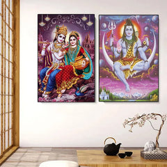 Religion Elephant God India Hinduism Ganesha Painting Canvas Durga Golden Zari Art Poster Prints Living Room Home Decor Pictures