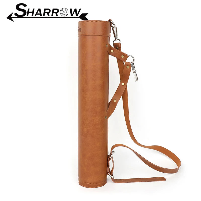 1 pc Archery Quiver Faux Leather Arrow Holder Bow and Arrow Case Pockets Hunting Arrow Tube for Outdoor Hunting Shooting