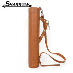 1 pc Archery Quiver Faux Leather Arrow Holder Bow and Arrow Case Pockets Hunting Arrow Tube for Outdoor Hunting Shooting