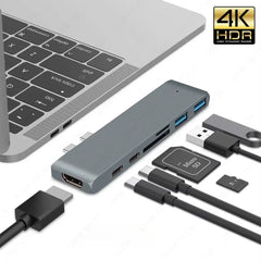 USB 3.1 Type-C Hub to HDMI Adapter 4K Thunderbolt 3 USB C Hub 3.0 TF SD Reader Slot PD For MacBook Air Pro M3 M2 M1 Chip