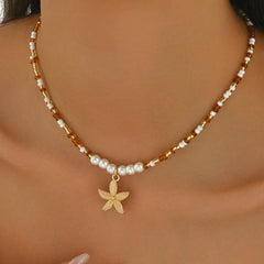 Fashionable  Natural Seashell Beaded Necklace Shell Pendant Ocean Inspired Jewelry Choker Suitable Holiday Party Daily