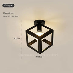 Vintage E27 Black Metal Ceiling Light Fixture Home Decor