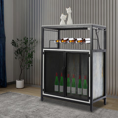 RGB Wine Bar Cabinet FreeStanding Liquor Storage Cabinet Alcohol Display Cabinet with Glass Holder & Outlet Kitchen & Dining Furniture