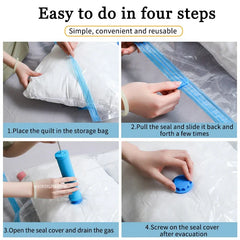 3/5PCS Vacuum Storage Bags For Clothes,Bedding,Space Saving Bags Storage Vacuum Seal Packet,Folding Compressed Organizer Bag