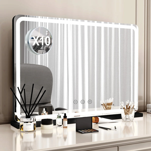 Extra Large Hollywood Vanity Mirror with LED Lights 3 Color Modes Touch Control Dimming Tabletop Lighted Makeup Mirror