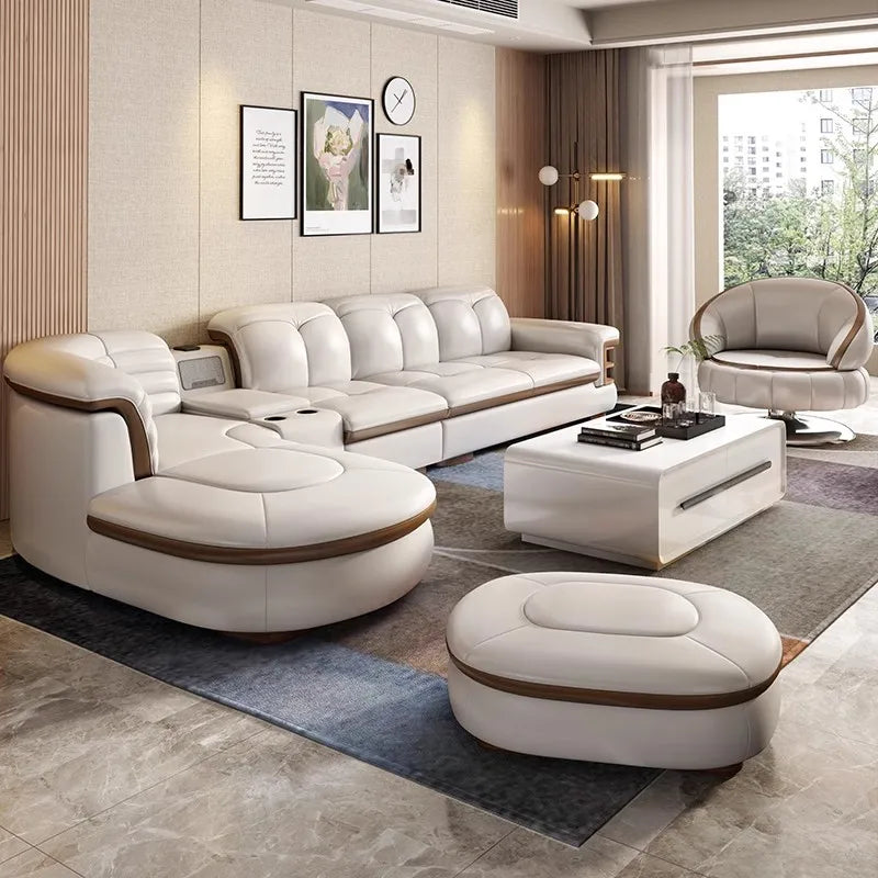 Luxury L-Shaped Leather Corner Sofa – Living Room Furniture