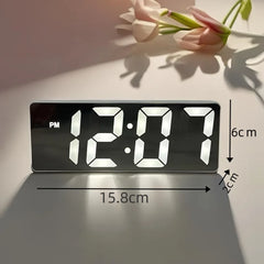 Voice Control Digital Alarm Clock Temperature Date 2 Alarm Snooze Night Mode Table Clock 12/24H USB Plug-in Always On LED Clock