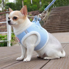Winter Warm Chihuahua Dog Harness with Fur Walking Pet Harnesses and Leash Set for Small Dogs Puppy Yorkies mascotas Accessories Pet Shop