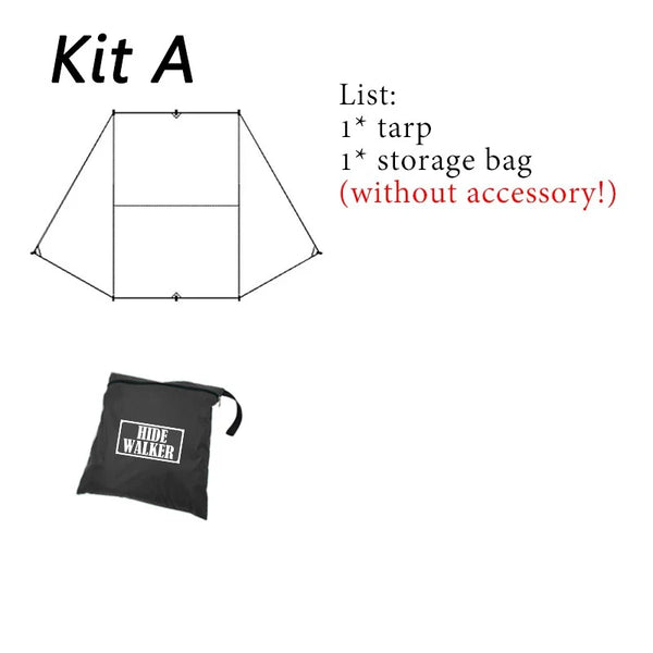Bat Shape Car Side Awning Black Coating Tarp 2x3 Outdoor Waterproof Camping Black Coated Car Rear Shelter Tent for SUV Van Sedan