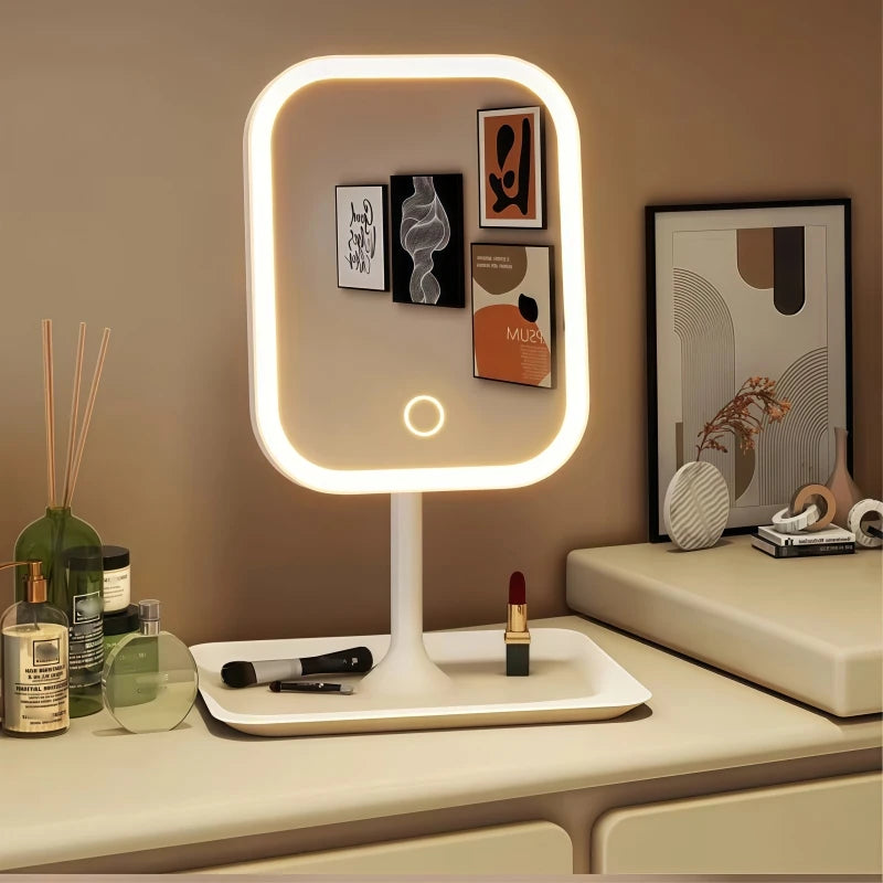 Modern LED Vanity Mirror with 3 Color Lights – Touch Makeup Mirror Home Decor