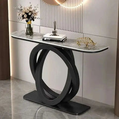 Luxury tablet computer console table Italian semi-circular iron entrance cabinet table Console Tables Creative corridor end view