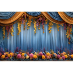 Happy Diwali Photography Backdrop Marigold Flower Curtain Puja Ganpati Pooja Traditional Wedding Birthday Party Photo Background