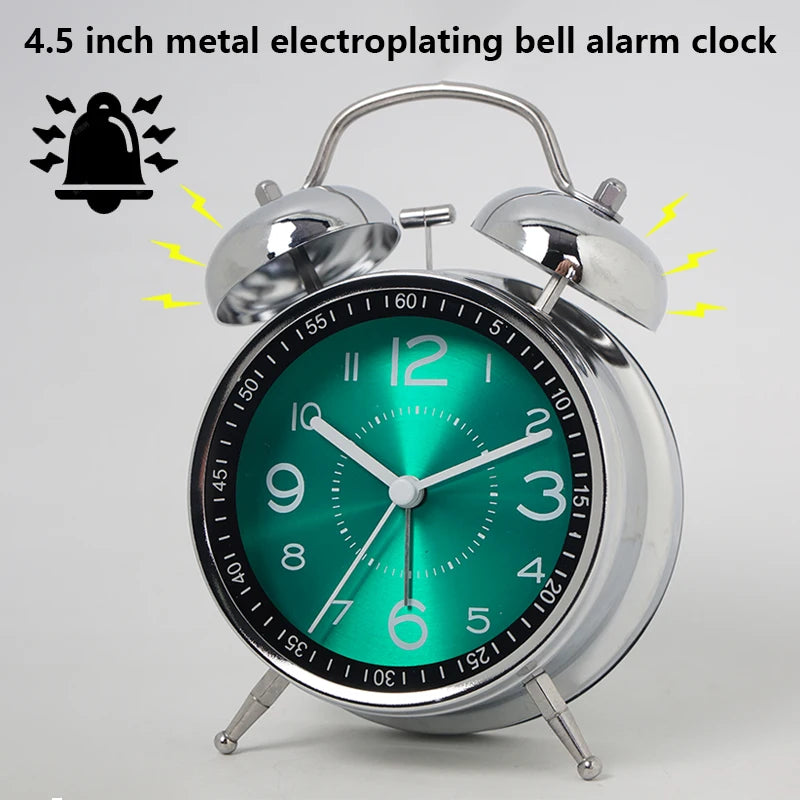 Iron Art Student Small Alarm Clock Children's Silent Fashion Table Clock Desktop Creative Glow Pointer Quartz Watch