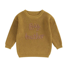 1-5years Toddler Boys Autumn Winter Sweater Long Sleeve Letter Embroidery Pullover Knitwear