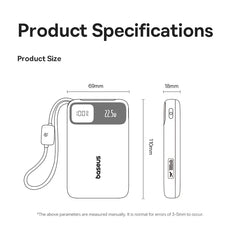 Baseus 10000mAh Power Bank 22.5W Built-In Dual USB-C Cable Thinner Fast Charging for iPhone 17 Pro Max Samsung S25 Xiaomi Poco