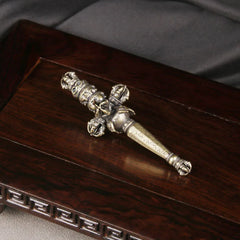 Brass Tibetan Vajra Staff Handle Piece Tibetan Style Artifact Vajra Pestle Heavenly Staff Ornament Piece Bronze Ware
