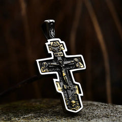 Jesus Cross Men's  Stainless Steel Crucifix Eastern Orthodox  Pendant Chain Necklace Jewelry BP8-515