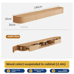 Solid Wood Suspended TV Stand Creative Wall-mounted Storage TV Cabinet Living Room Furniture Home Designer Center Table h