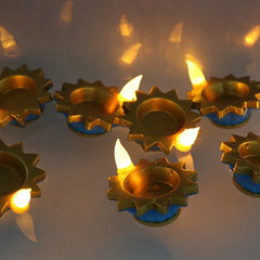 RMWIN-Indian Style 12Pcs LED Candle Floating Oil Lamp-Water-Activated Waterproof Diya For Home Decor
