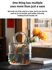 Ins Creative Vase Large Capacity Juice Glass Cup Water Raised Flower Arrangemen Handbag Glass Vase Fish Farming Vases Decor