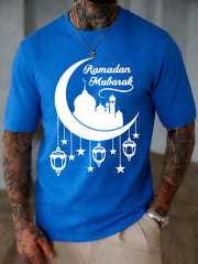 Islamic Ramadan Mubarak Moon Print Mens T Shirt Cotton Loose T-Shirts Summer New Fashion Clothes Male Casual All-Match Sportswear