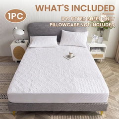 1PC Waterproof Thickened Quilted Mattress Protector Non-Slip Dustproof Bed Fitted Sheet - Breathable Mattress Cover for Comfort