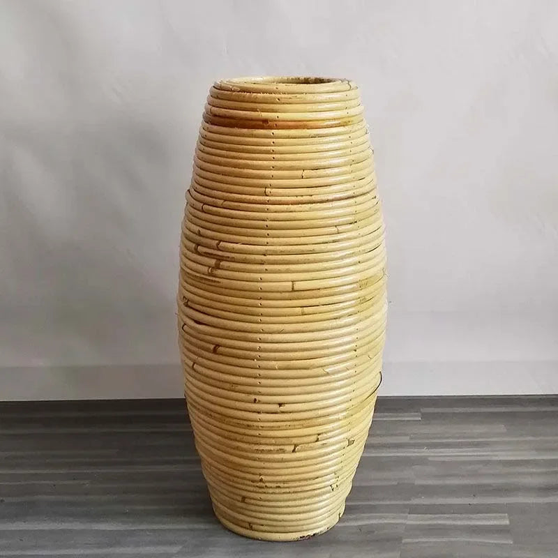 30-40cm Height Indonesian Rattan Vase Handmade Weaving Cane Ins Style Floor Vase Window Decoration Living Room Furnishings