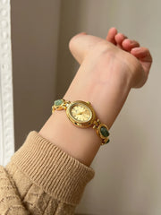 Luxury Green Jade Quartz Wristwatch for Women – Elegant Gift