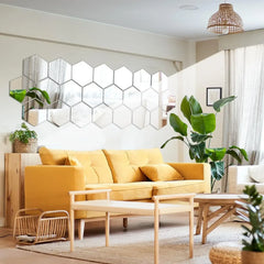 Hexagon Acrylic 3D Mirror Wall Stickers – DIY Decor Set