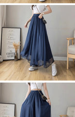 Women’s High-Waist Chiffon Wide-Leg Pants – Spring/Summer Plus Size