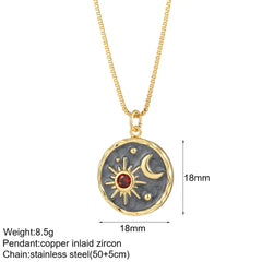 Heart Evil Blue Eye Sun Necklace for Women Cute Dog Bee Elephant Gold Color Pendant Long Stainless Steel Chains
