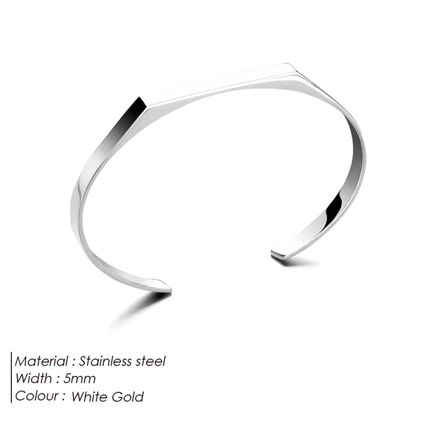 ELANDIS Wide 5MM Stainless Steel Bracelet Gold Plated Men's Minimalist Accessories Wholesale