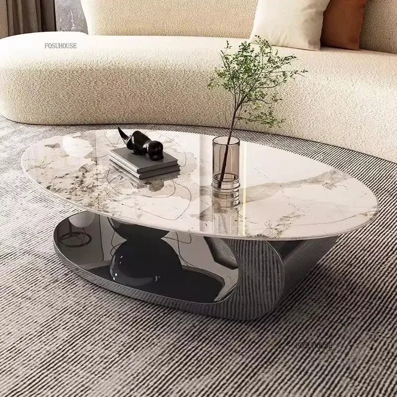 Modern Slate Desktop Metal Coffee Tables Minimalist Designer Home Living Room Furniture Italian Oval Table Living Room Furniture